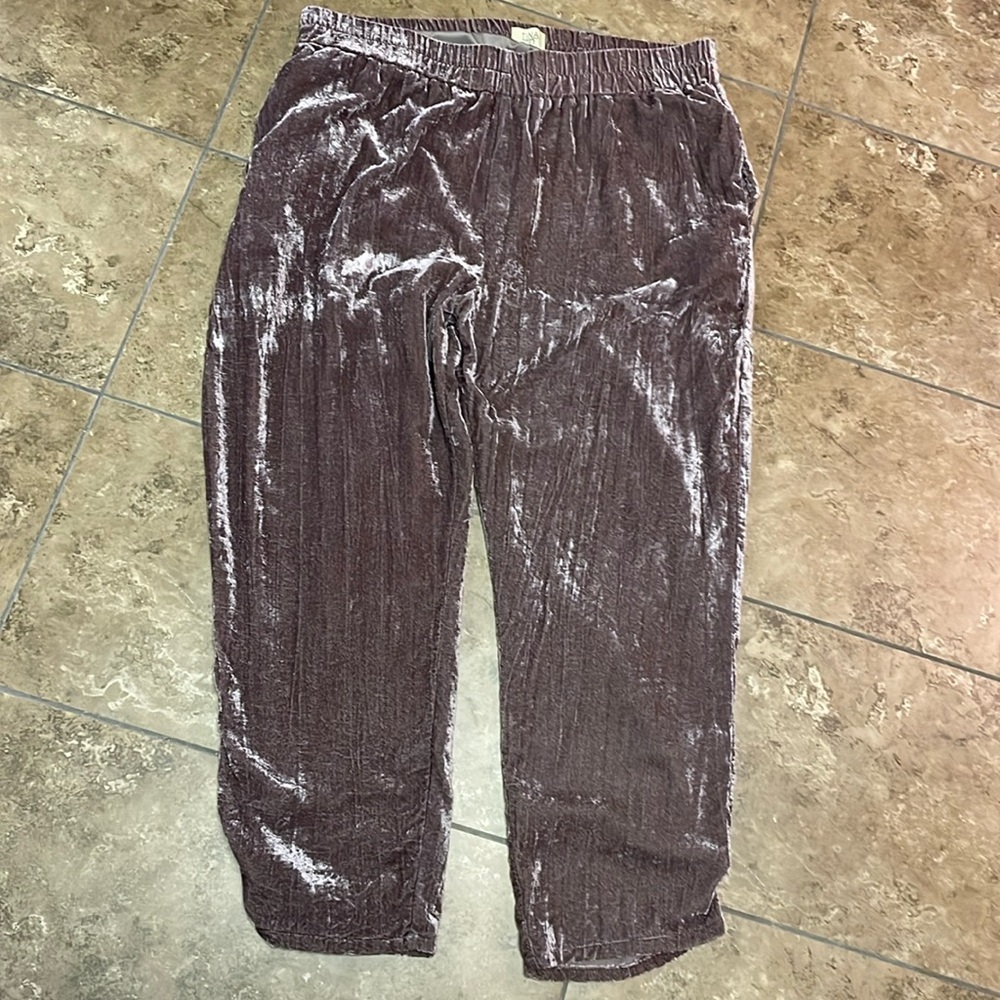 Anthropology, TinaJo Crushed Velvet Pants, Plum/Mauve color, XL. Never worn
